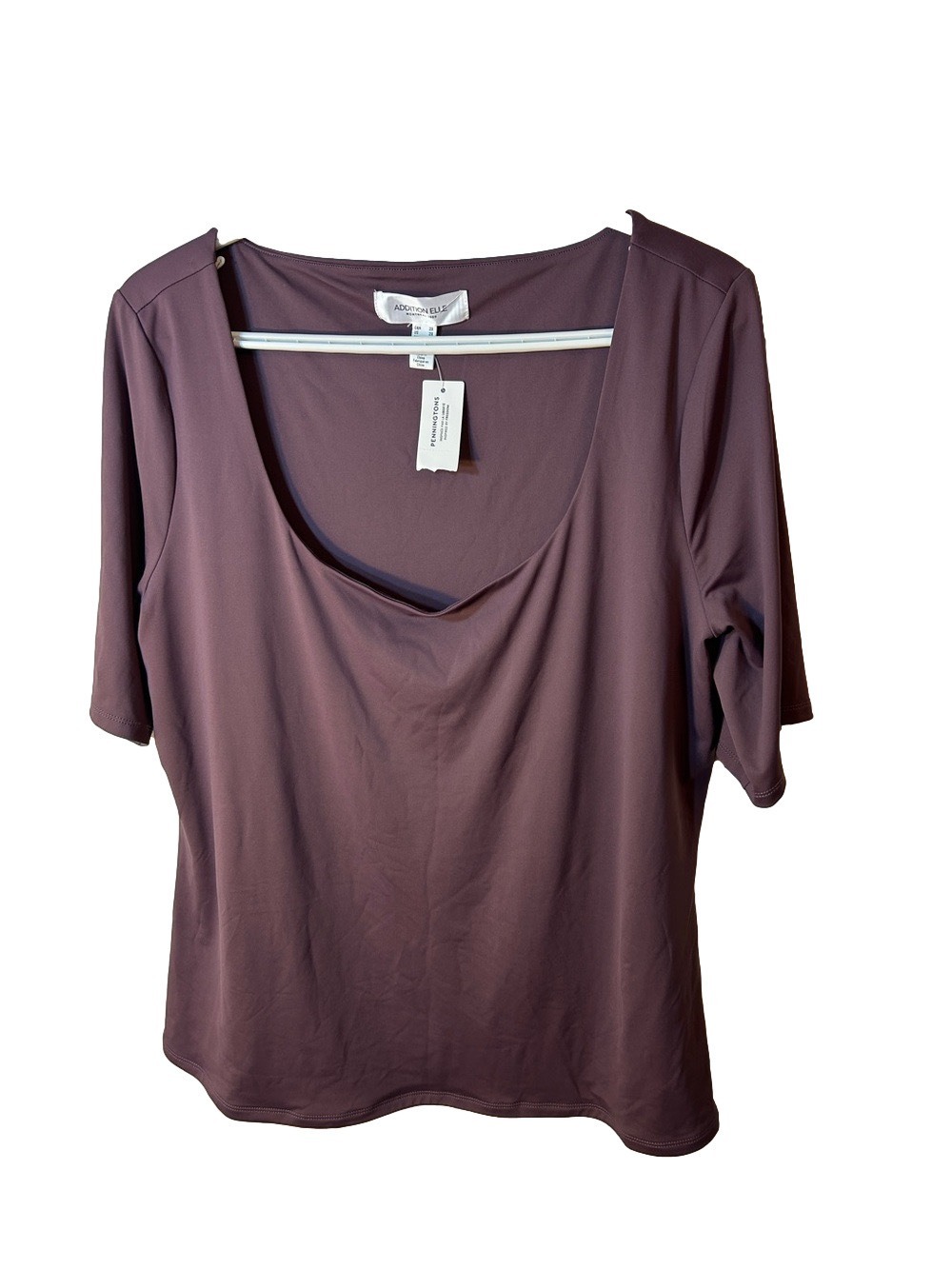 Addition Elle Pennington’s Short-Sleeve Scoop Neck Top in Dusty Plum size 2X